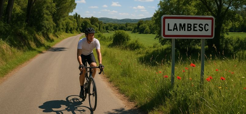 homme circulant à velo lambesc